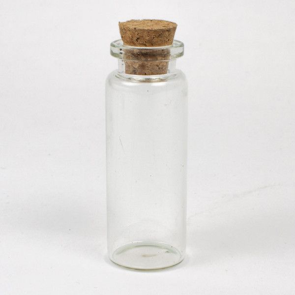 Mini glasflaske med korkprop. 2,2x3,5cm. 6stk.