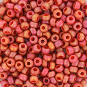 Miyuki seed beads perle,15 gram str. 8/0 / mat regnbue kardinal rød SB08-4695